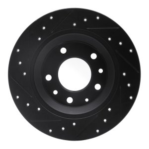 Ford Fusion Brake Rotor (1) - Rear Right - R1 Concepts - Drilled & Slotted - Black - `98-`15